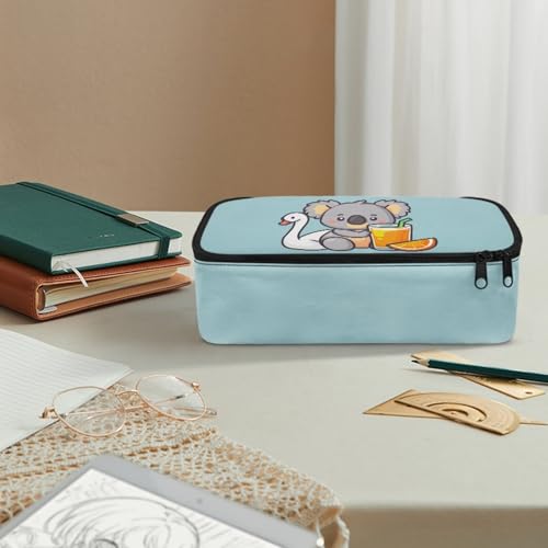Image of Cute Koala Girls Large Pencil Pouch for Preschool Kids Large Pencil Case for 2Nd 3Rd Children Pencil Bag with External Zipper Boys Pencil Box for Toddler Ninos Coin Purse,Blue
