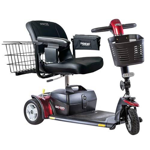 Pride Go Go Sport 3 Wheel Scooter + Accessories, Compact Electric Mobility Scooter for Adults, Stable 325 Wt Capacity, Upgraded 18Ah Battery, LED Headlight, USA Mfg, Extended Warranty