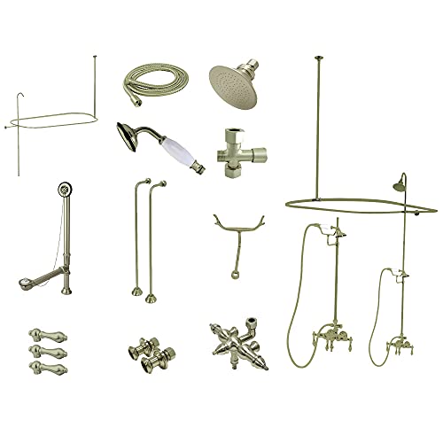 Kingston Brass CCK3148AL Vintage/Aqua Eden Down Spout Package Metal Lever Handles, Brushed Nickel