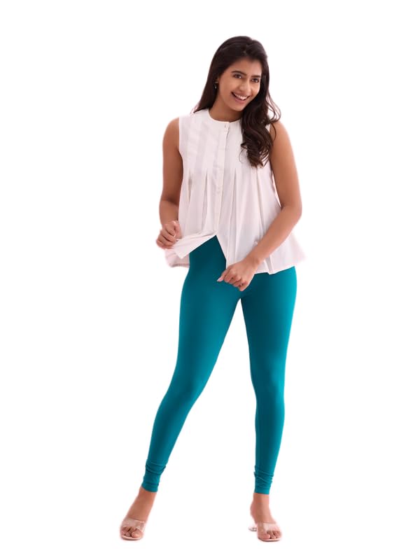 Image of GO COLORS Soft Cotton Stretch Ankle Length Leggings for Women | Breathable