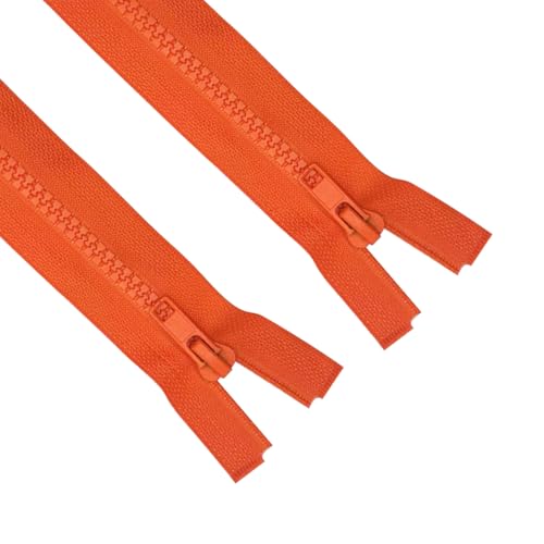 Image of ANPURZII 2PCS #5 5 Inch Vermilion Orange Separating Jacket Zippers for Sewing Coats, Molded Plastic Bulk Zippers(VermilionOrange 5 inch 2PCS)