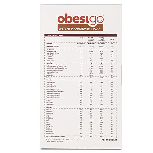 Image of Obesigo BLCD Obesigo Meal Replacement Weight Loss And Weight Management Plan (Chocolate Flavor) - 350Gm (7 Sachets Of 50G Each)