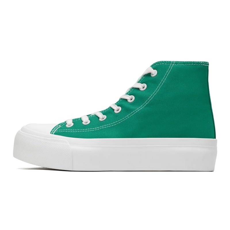 xinran & shengli Zapatillas altas unisex para hombre y mujer, con plataforma de lona, zapatillas deportivas para caminar, verde, 38.5 EU