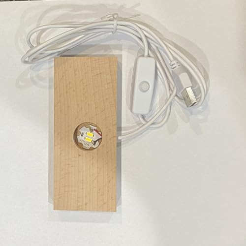Image of LED Wood Light Display Base for Crystal Glass Art Wooden Lamp Stand Base Warm Light Rectangl Lighted Base for Resin Art Holder (Rectangl-Warm Light)