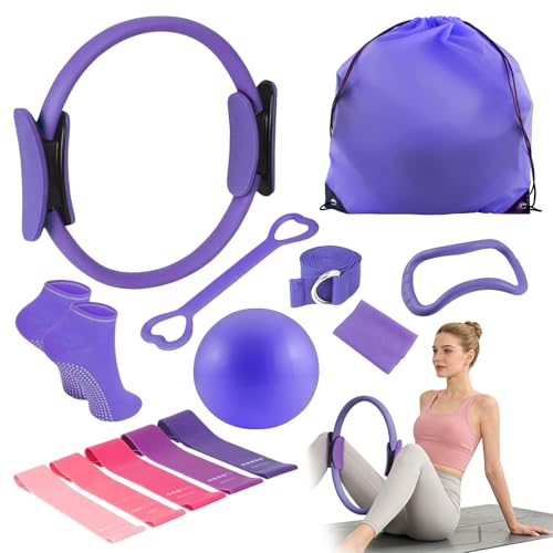 Kits de yoga pilates 13 pièces avec ballon de gym résistant et bandes de fitness polyvalentes