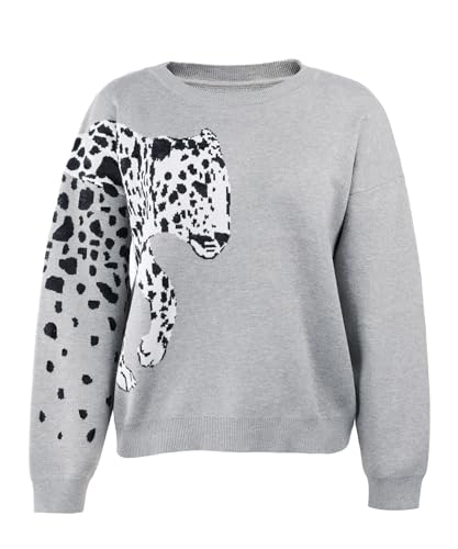 Image of Angashion Women's Sweaters Casual Floral Printed Patchwork Long Sleeves Knitted Pullover Cropped Sweater Tops