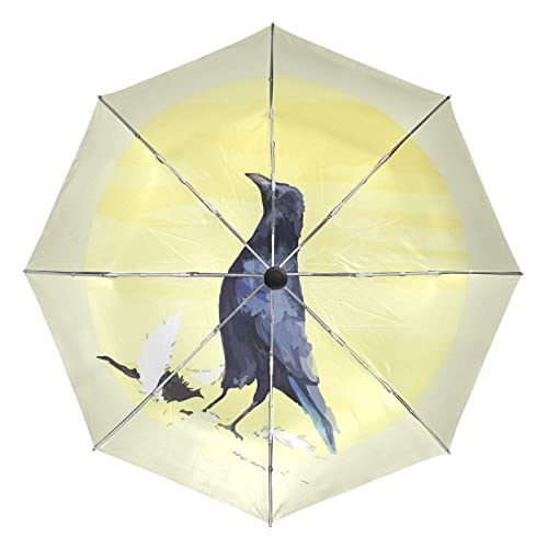 Parapluie automatique pliant jaune foncé oiseau soleil protection UV coupe-vent voyage