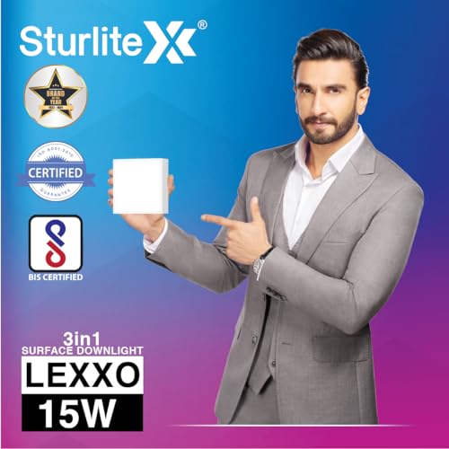 Image of Sturlite Lexxo 15W (3in1) Square LED Surface Light| Warm, Neutral & Cool White Color Temperature | 1200 Lumens with CRI Tech for Accurate Color Representation - (Pack of 2) LED Bulb