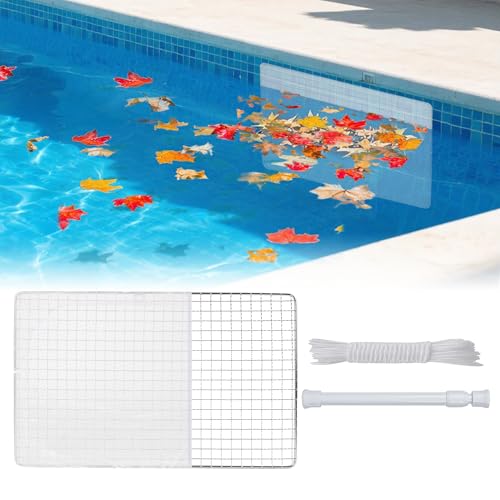 Yushanju Pool Skimmer Guard Kit Reusable Swimming Pool Skimmer Leaf Shield Net with Elastic Rope&Telescopic Rod Debris Prevent Blockage for All Pool Skimmer Openings 1 Set