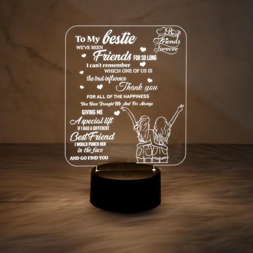 Image of to My Bestie Gifts 3D Illusion Lamp I Love You Friends Night Light for Best Friend Sister Boys & Girls BFF Birthday Gift | Warm White Light & USB Powered