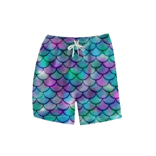 Novelty Fish Scale Board Shorts Funny Striped Graphic Beach Shorts