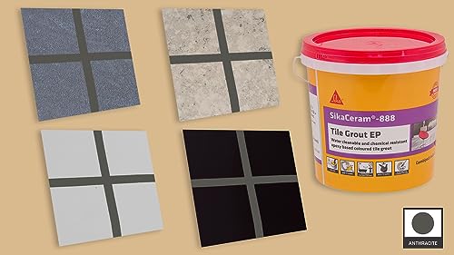 Image of SIKA - Epoxy tile grout - SikaCeram 888 Tile Grout EP - Suitable for wall /floor - Cleans with water - Chemical resistant - Pre-tinted - 5 kg - Dark Grey