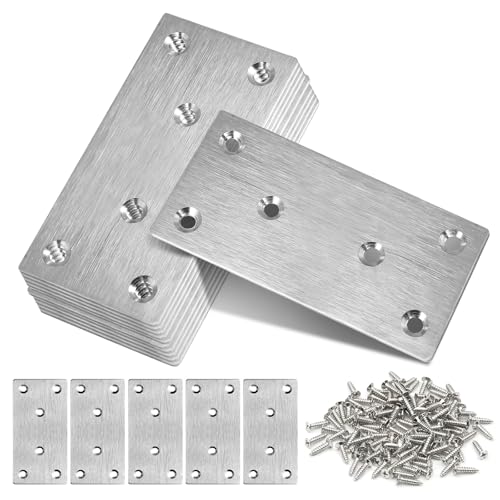 TOPBELIEF 10 Stück Flachverbinder Edelstahl,Holzverbinder Metall,Flacheisen Gelocht,Flachwinkel für Verbinder,80×40×1.75mm Edelstahl Verbinder Lochplatte Holz Enthält 60 Schrauben TOPBELIEF 10 Stück Flachverbinder Edelstahl,Holzverbinder Metall,Flacheisen Gelocht,Flachwinkel für Verbinder,80×40×1.75mm Edelstahl Verbinder Lochplatte Holz Enthält 60 Schrauben
