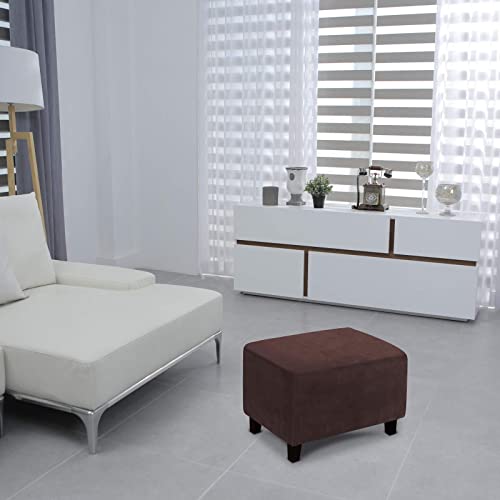 Ottoman Cover, Stretch Rectangle Velvet Ottoman Slipcovers Of Foot Stool For Living Room, Folding Storage Furniture Protector With Elastic Bottom, Machine Washable( Dark Brown, L) #TOP1