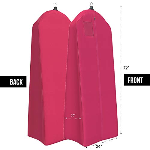 Women's Garment Bag For Long Dresses, Wedding Gowns - 72x24”, 20” Tapered Gusset