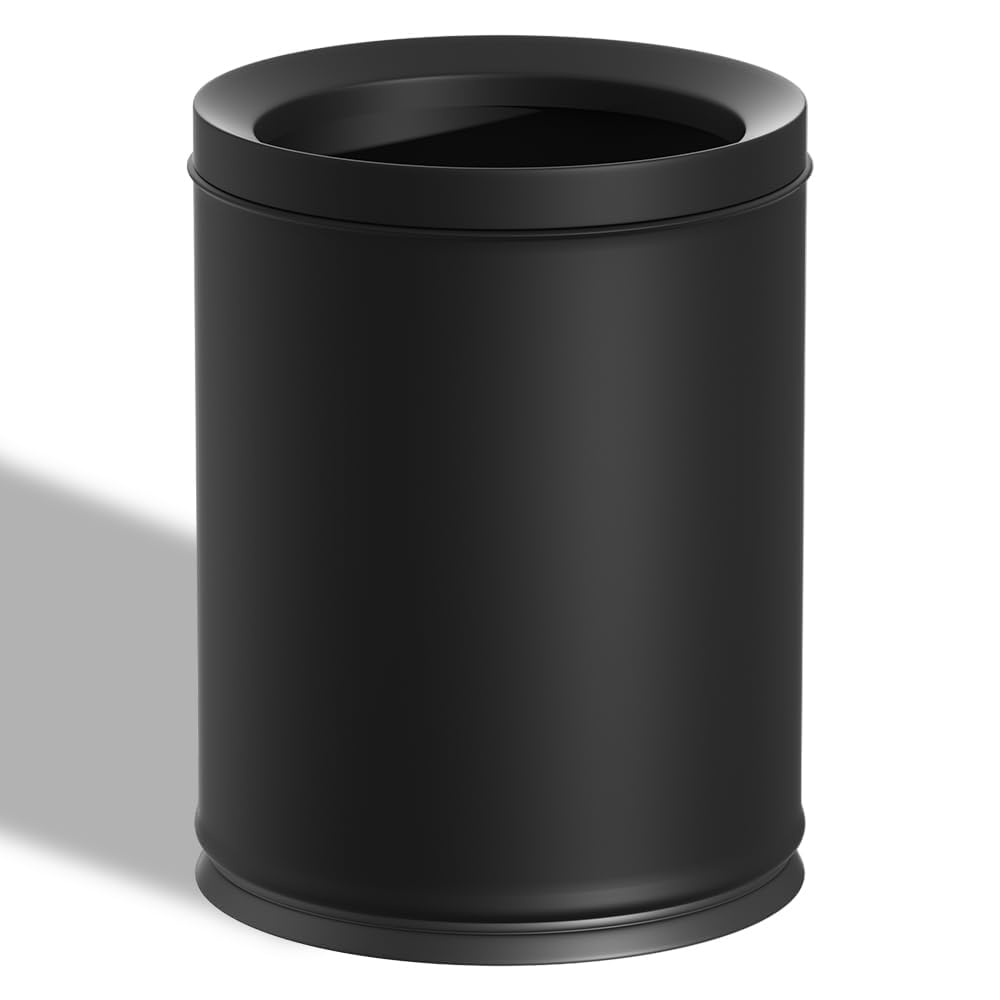 3 17 Gallon 12L Elegant Garbage Can Double Layers Metal Trash Cans Light Luxury Black Waste Basket for