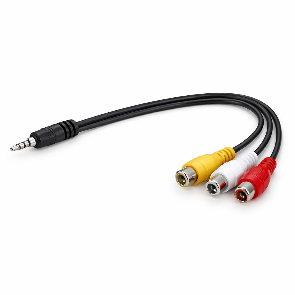 3.5mm Male Plug to 3 RCA Female Adapter Cable | AV to 3 RCA Composite Video + Stereo Audio | for LED TV Set Top Box DTH DVD Camcorder-image-37