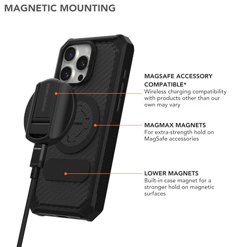Rokform Rugged Case Compatible with iPhone 16 Pro Max, Magnetic Cover (Black)