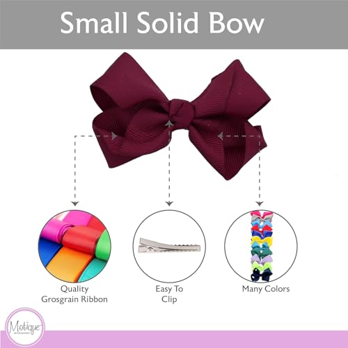 Image of Small Solid Bows for Girls - Set of 12 (Purple & Burgundy)