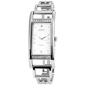 Accent polshorloge metalen band analoog kwarts zilverkleurig SS8722000003