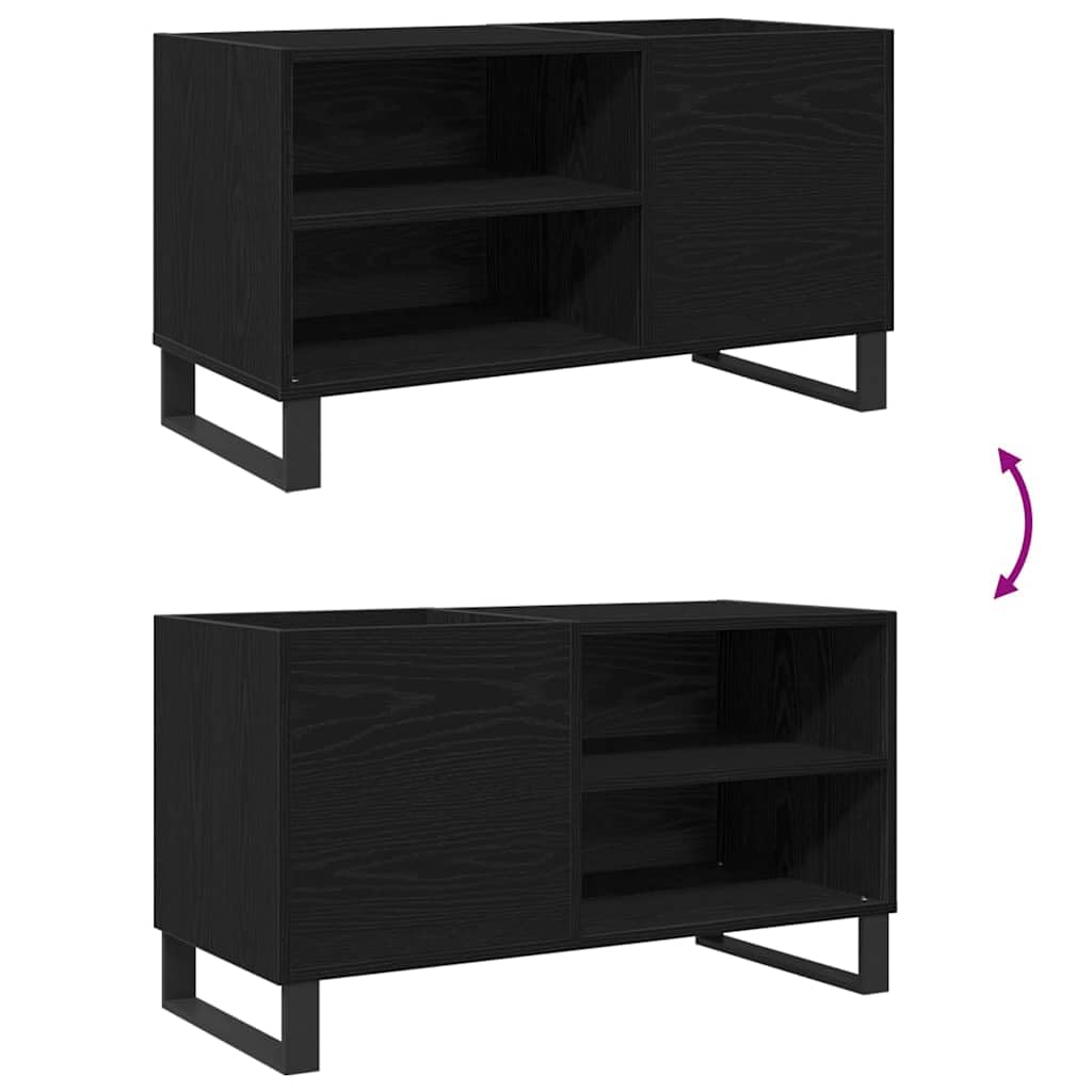 Armadietto per dischi in legno, 85 x 38 x 48 cm, con 3 ripiani e porta, per soggiorno, home theater e ufficio, per riporre vinili, CD, DVD, ricevitori, router