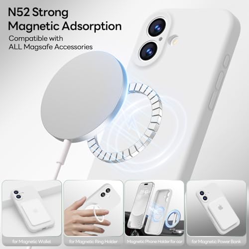 Image of LOVE 3000 Designed for iPhone 17 Case, Premium Silicone [Compatible with Magsafe][Soft Anti-Scratch Microfiber Lining] Shockproof Protective Phone Case for Men Women 6.3 inch, White