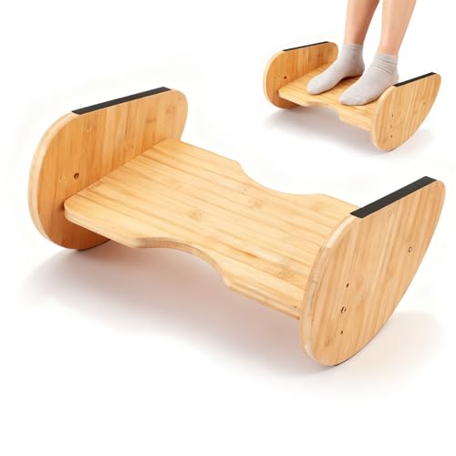 Reposapiés ergonómico de madera para debajo del escritorio - Taburete de oficina con 3 alturas ajustables y superficie antideslizante - Mejora la postura y la circulación en la oficina y el hogar
