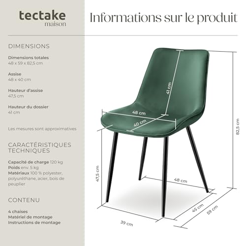 Lot de chaises rembourrées aspect velours - vue 4