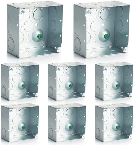 Copkim 8 Pcs 4 x 4 Inch Metal Electrical Junction Box, 2-1/8 Inch...