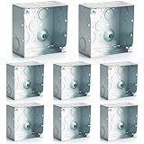 Copkim 8 Pcs 4 x 4 Inch Metal Electrical Junction Box 2-1/8'' Deep Square Electrical Box 30.3 Cu. in. Capacity Silver Galvanized Steel Drawn Construction