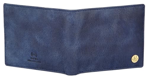 Image of WildHorn Rfid Protected Leather Wallet For Men, Blue Distressed