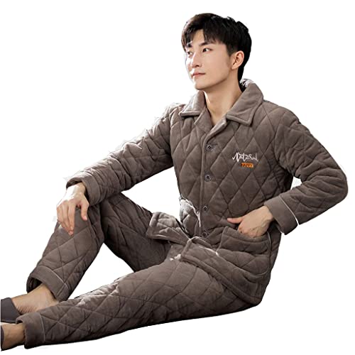 Men Warm Pajama Sets, Long Sleeve Button Sleepwear, Soft Lounge Pajama, Loungewear With Pocket(Size:l,Color:style 2) #TOP3