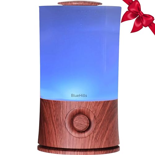 BlueHills Premium 2000 ML XL Essential Oil Diffuser Aromatherapy Humidifier for Large Room Home 40 Hour Run Huge Coverage Area 2 Liter Extra Large Capacity Diffuser High Mist Dark Wood Grain E003