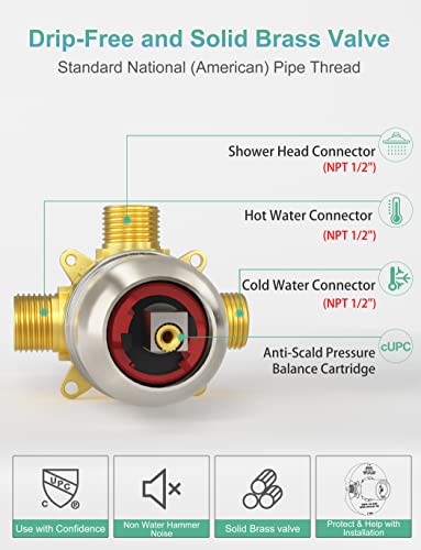 Image of SR SUN RISE 10 Inch Shower System Handheld Showerhead & Rain Shower Combo for Easy Reach 1.8 GPM Shower Faucets Sets Complete Shower Fixtures with Valve and Trim kit, Brushed Nickel