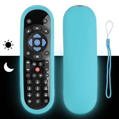 Silikon-Fernbedienungshülle kompatibel mit Sky Q TV Remote stoßfeste Schutzhülle mit Einer Lanyard (Fluoreszierend Blau)