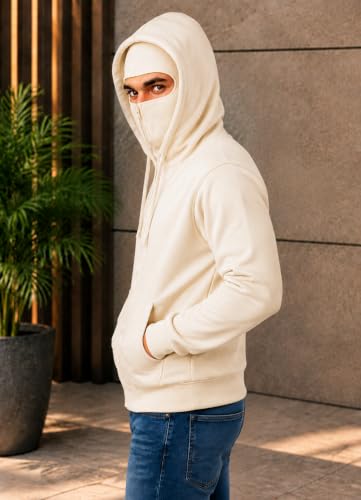 Mack Jonney Men's Fleece Hooded Sweatshirt Offwhite - Image 4