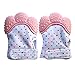 Pack de 2 Moufles de détention pour bébés, Gant Mortier Tranquilisant pour bébés, nouveau-nés, Aide à prévenir la douleur de dents et de gencives de bébé, Moufles en silicone Lavables. (Rosa)
