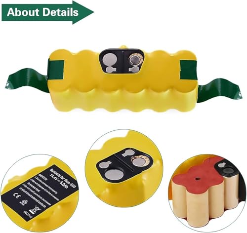 Image of BATTOOL 5.0Ah 14.4V Ni-Mh Battery Compatible with iRobot Roomba Battery Replacement R3 500 600 700 800 900 Series 510 530 535 540 550 552 560 570 580 595 620 650 655 660 675 690 760 770 780 790 870