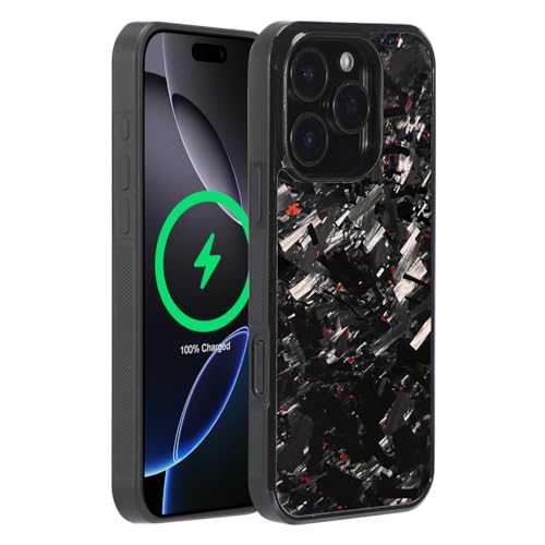 molzar Grip Series for iPhone 16 Pro Case with Real Forged Carbon Fiber, Grippy Edges Design...