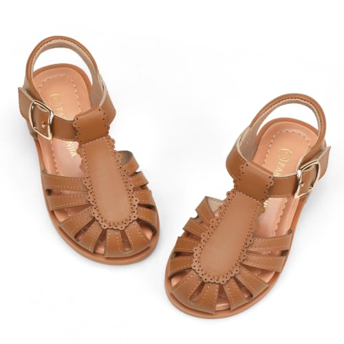 Image of PANDNAINJIA Toddler Girls Sandals T-Strap Dress Summer Shoes