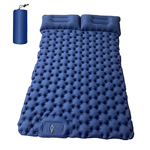 Zwbfu Lit en mousse pour campar, matelas pour 2 personnes avec oreiller d'air, matelas d'air portable, coussin de sommeil, imperméable pour les passagers