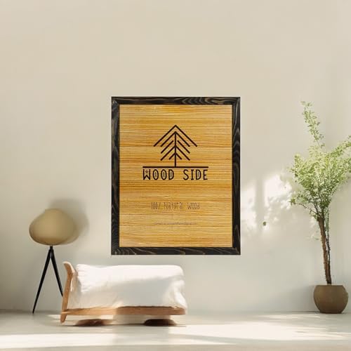 Image of Rustic Natural Solid Wood Poster Picture Frame, 22x28 | Wooden Frames, Eco Distressed, Wall Mounting, Charcoal