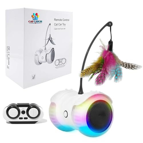 GJCrafts Interactief kattenspeelgoed voor binnen, 5-in-1 loopband voor katten, automatisch jachtspeelgoed, op afstand bestuurbaar, energiek speelgoed voor huisdieren, instelbare snelheid