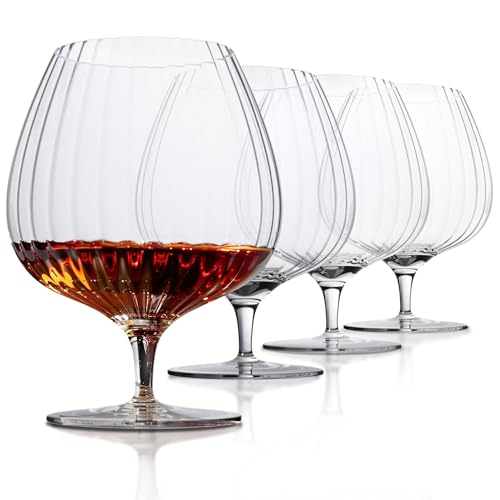 LEMONSODA Whiskey Bourbon Brandy Crystal Glasses Snifter Set of 4-100% Lead-Free Crystal for Spirits, Whiskey, Scotch, and Cognac – Perfect for Home Bars & Gift Sets – 20oz (570ml) (Set of 4)