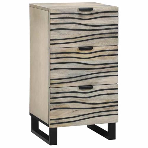 Runheo Aparador de madera maciza de mango blanco, 40 x 33 x 75 cm, con cajón, armario de almacenamiento multimedia rústico para sala de estar, comedor, almacenamiento versátil