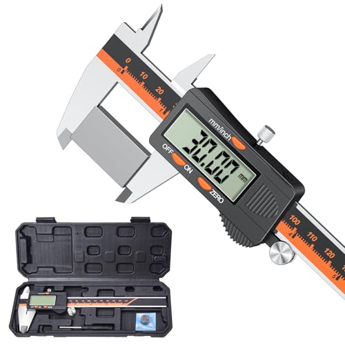Messschieber Digitale Schieblehre, Preciva Edelstahl Messlehre Messwerkzeuge Spritzwasserdicht Staubdicht mit Ersatzbatterie und größem Display - 150 mm (schwarz)
