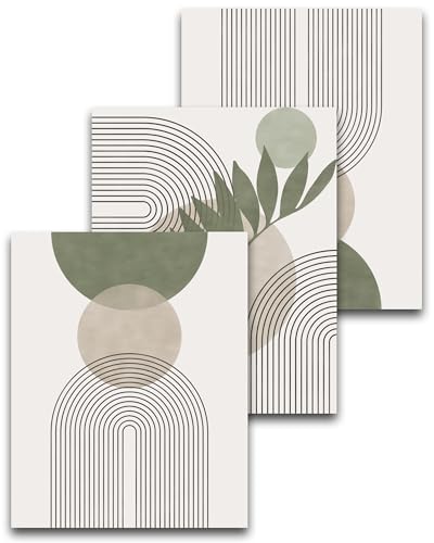 HesenDot Impressões em tela verde sálvia Boho sem moldura, arte d...