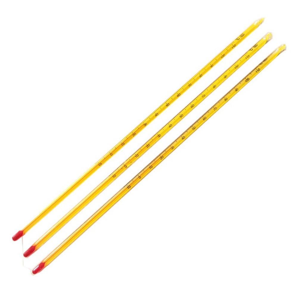 Cristalería de Laboratorio Termómetro de fondo amarillo con varilla de vidrio roja de 30 cm, 0-100 grados, experimental.(0-200 20PCS)