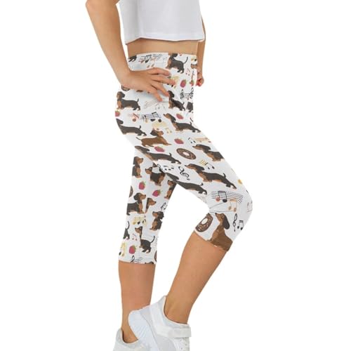 Cute Kids Yoga Pants for Girls Athletic Leggings Elastic Waistband Capri Trousers Dance Leggings2