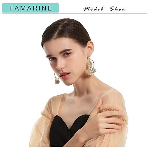 FAMARINE Vintage Tribal Chandelier Portrait Coins Hoop Drop Earrings for Women Costume Jewelry2